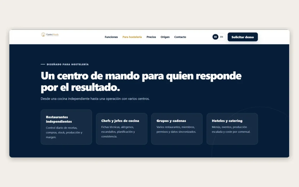GastroMando para restaurantes, chefs, grupos y hoteles