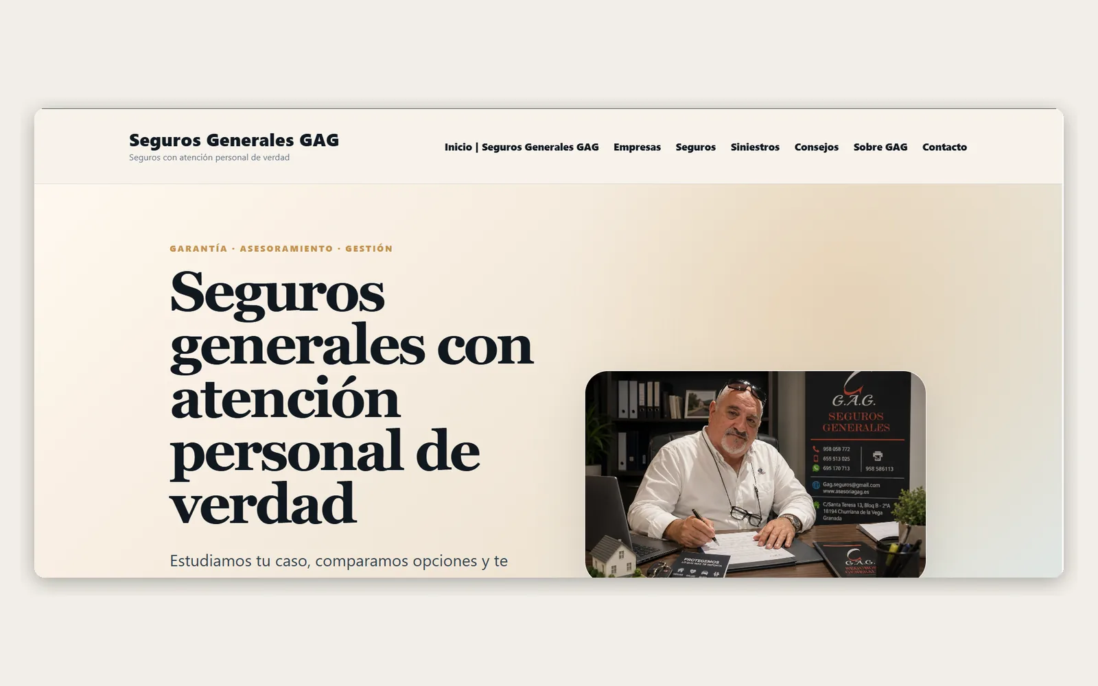 Página principal de Seguros Generales GAG